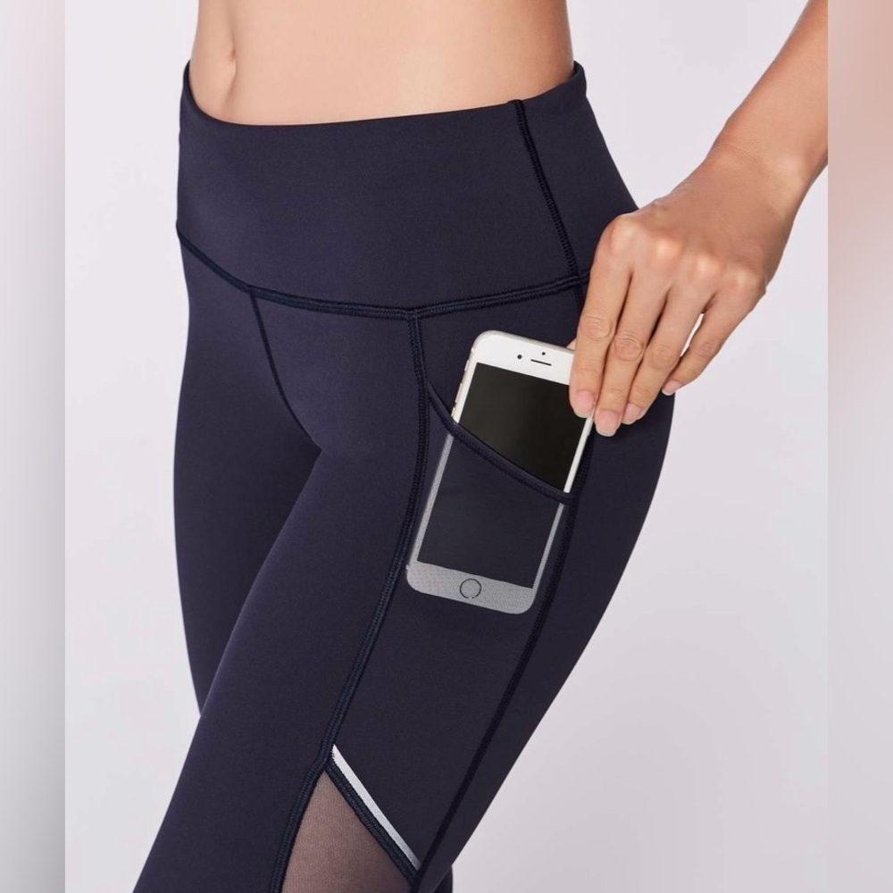 Lululemon Home Stretch Crop (19") Midnight Navy Running Leggings Mesh Pockets 6 - Picture 5 of 14